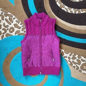 Sweater Project Fuchsia Zip-Up Turtleneck Sweater Puff Vest